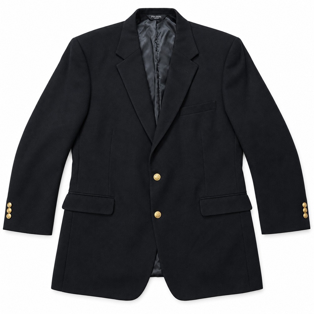 Jos A Bank Blazer Mens 48L 100% Camel Hair Sport Coat Black Gold Crest Buttons